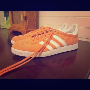 Adidas orange suede shoes
